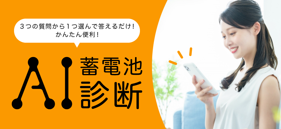 3 つの質問から 1 つ選んで答えるだけ︕かんたん便利︕ AI 蓄電池診断